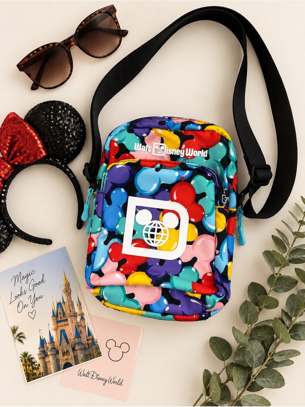 Disney Parks Walt Disney World Mickey Balloon Crossbody Bag Colorful